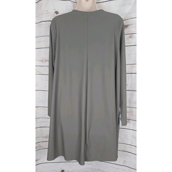 Jason by Comfy USA Olive Tunic Top M Nylon Blend Asymmetrical Zip Lagenlook - Picture 6 of 8